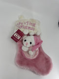 Merry Brite Baby's First Christmas Plush Baby Stocking 13" /w Mini Animal