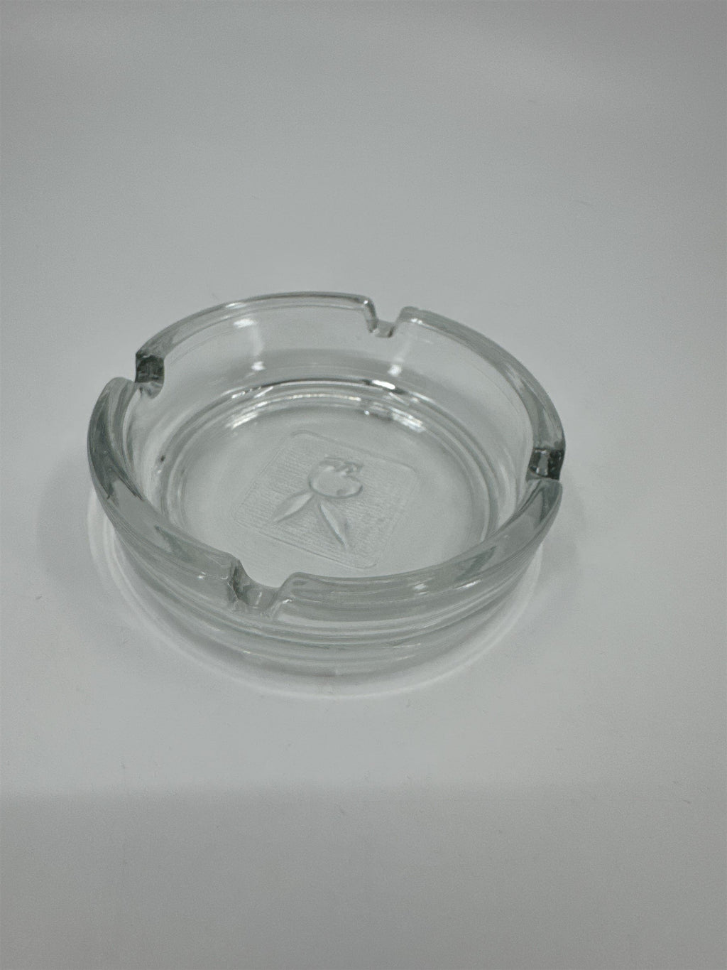 Playboy Bunny Ashtray Embossed Logo Clear Glass 4" Diameter Vintage Ashtray for4