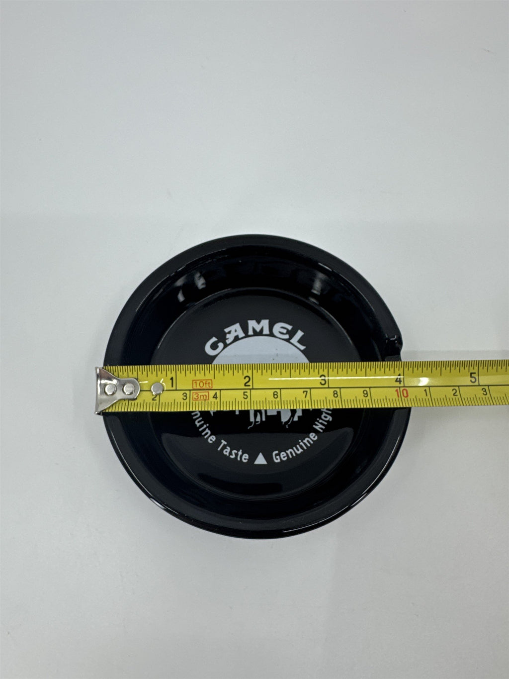 Vintage Camel Genuine Taste Genuine Nightlife Black and White Ashtray 4.25"