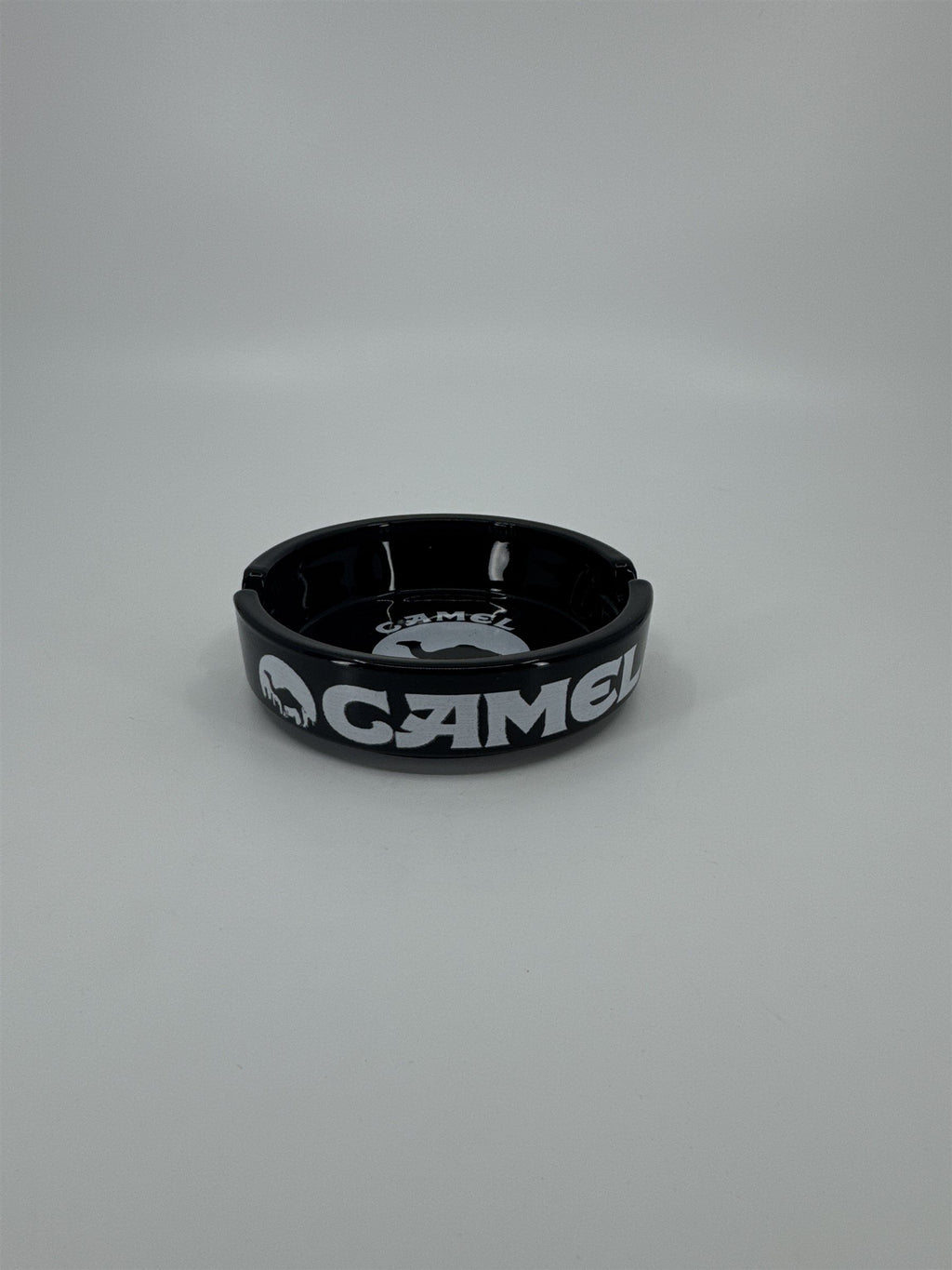 Vintage Camel Genuine Taste Genuine Nightlife Black and White Ashtray 4.25"