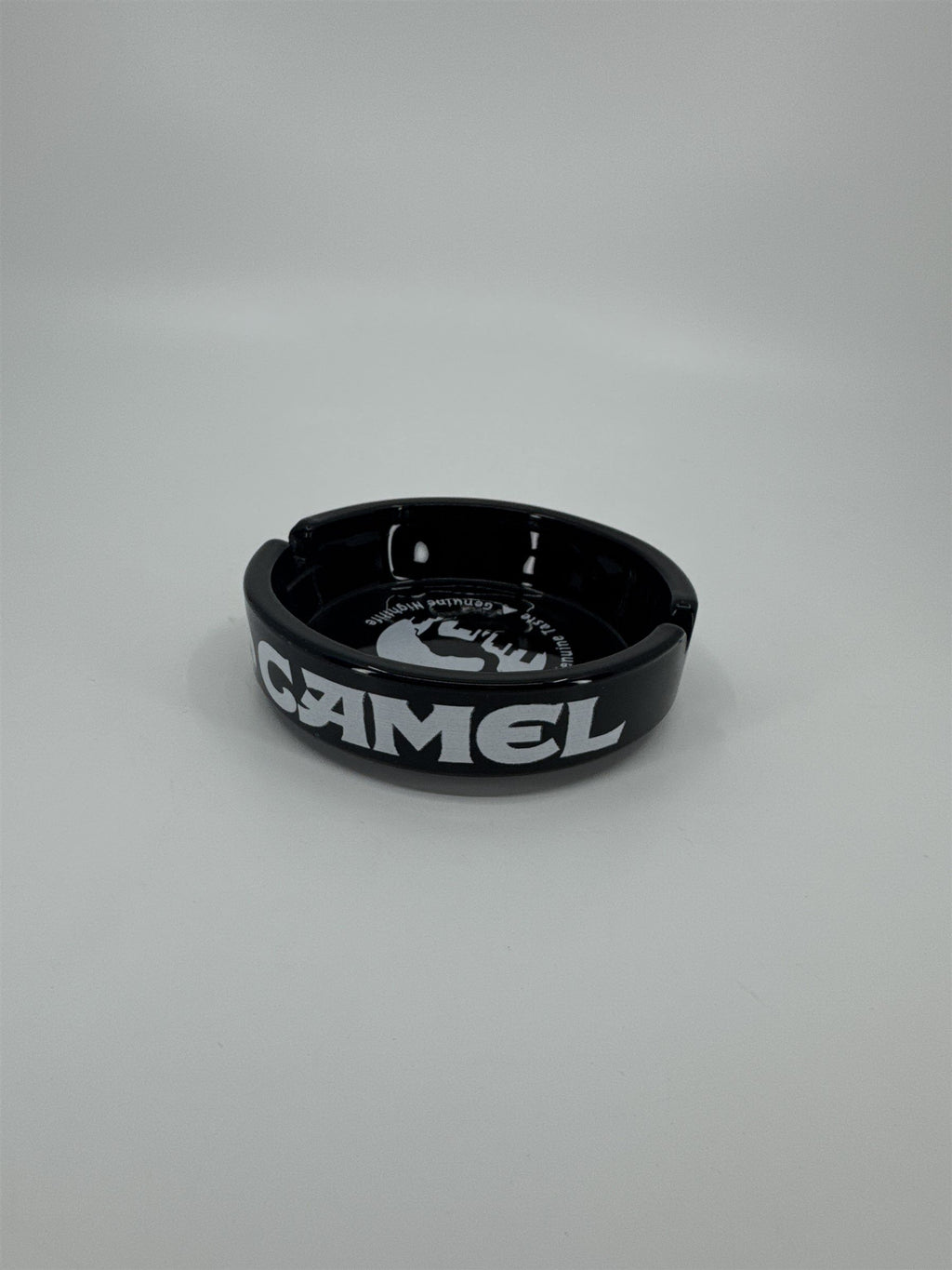Vintage Camel Genuine Taste Genuine Nightlife Black and White Ashtray 4.25"