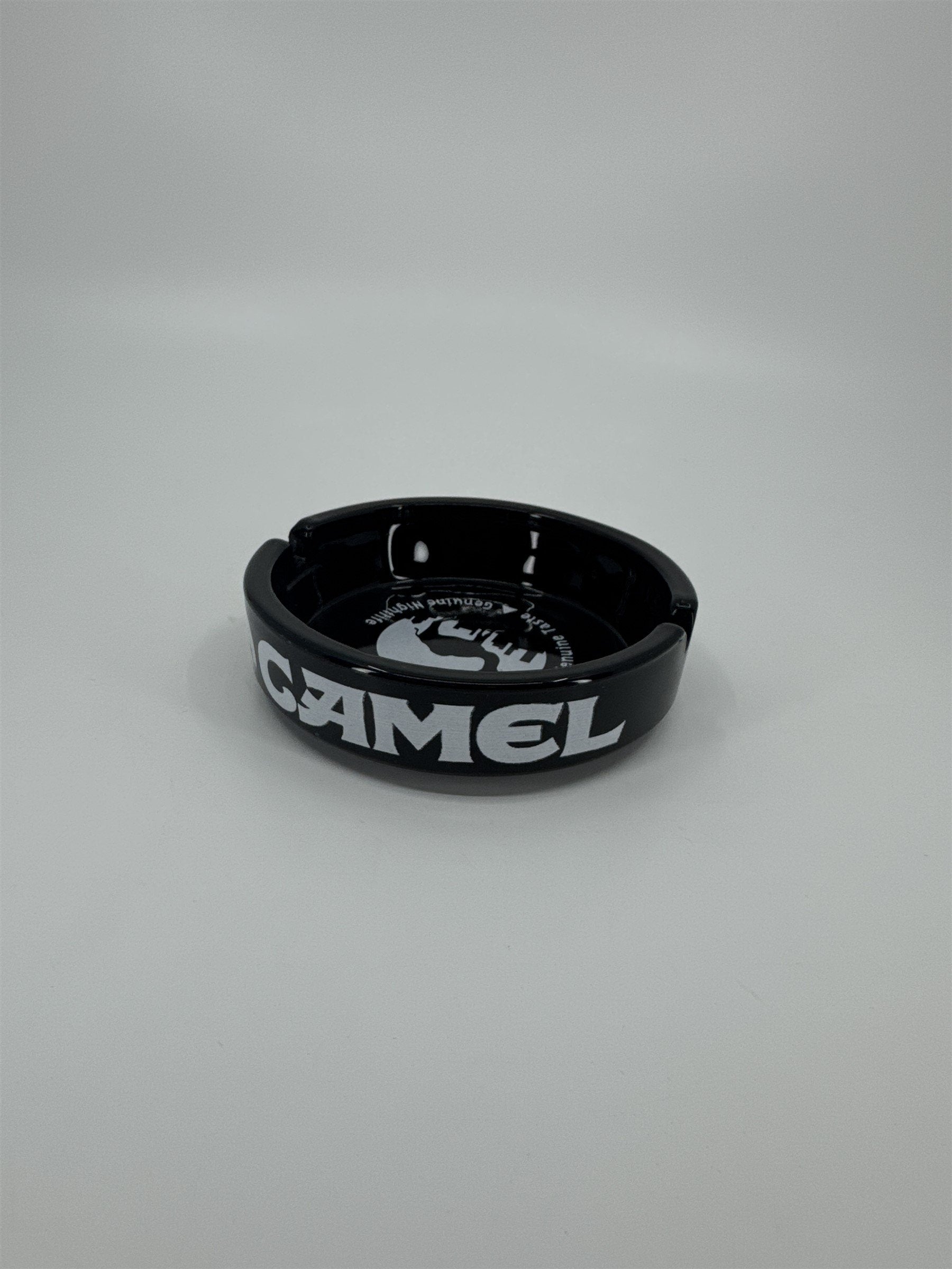 Vintage Camel Genuine Taste Genuine Nightlife Black and White Ashtray 4.25"