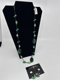 Jewels by Park Lane Necklace and Earrings Set Green Beads Faux Stones