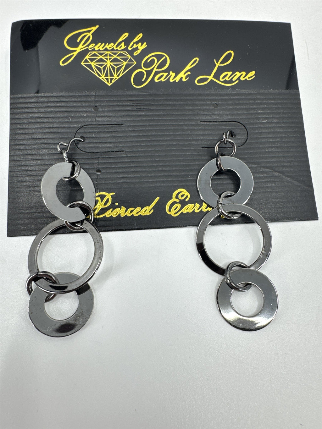 Jewels by Park Lane Grey Layered Circles Circular Pierced Earrings