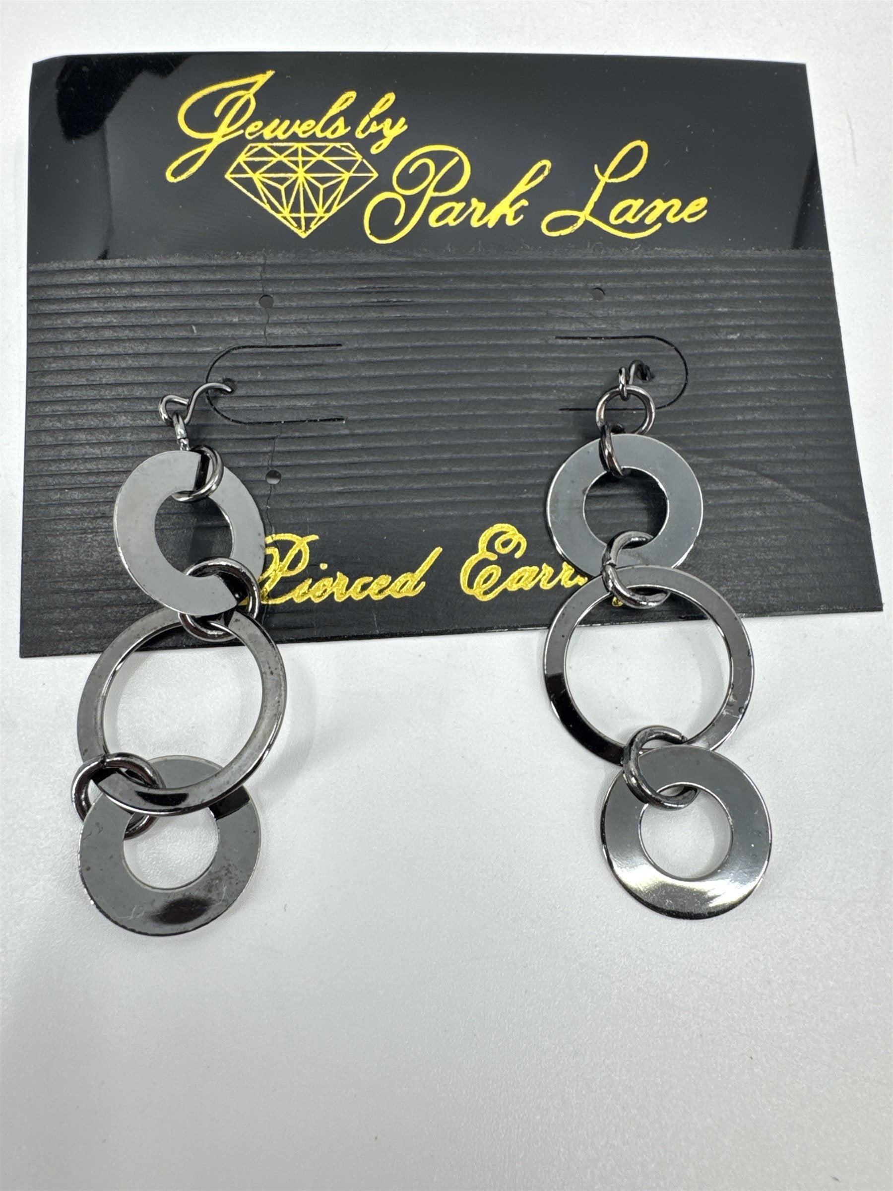 Jewels by Park Lane Grey Layered Circles Circular Pierced Earrings