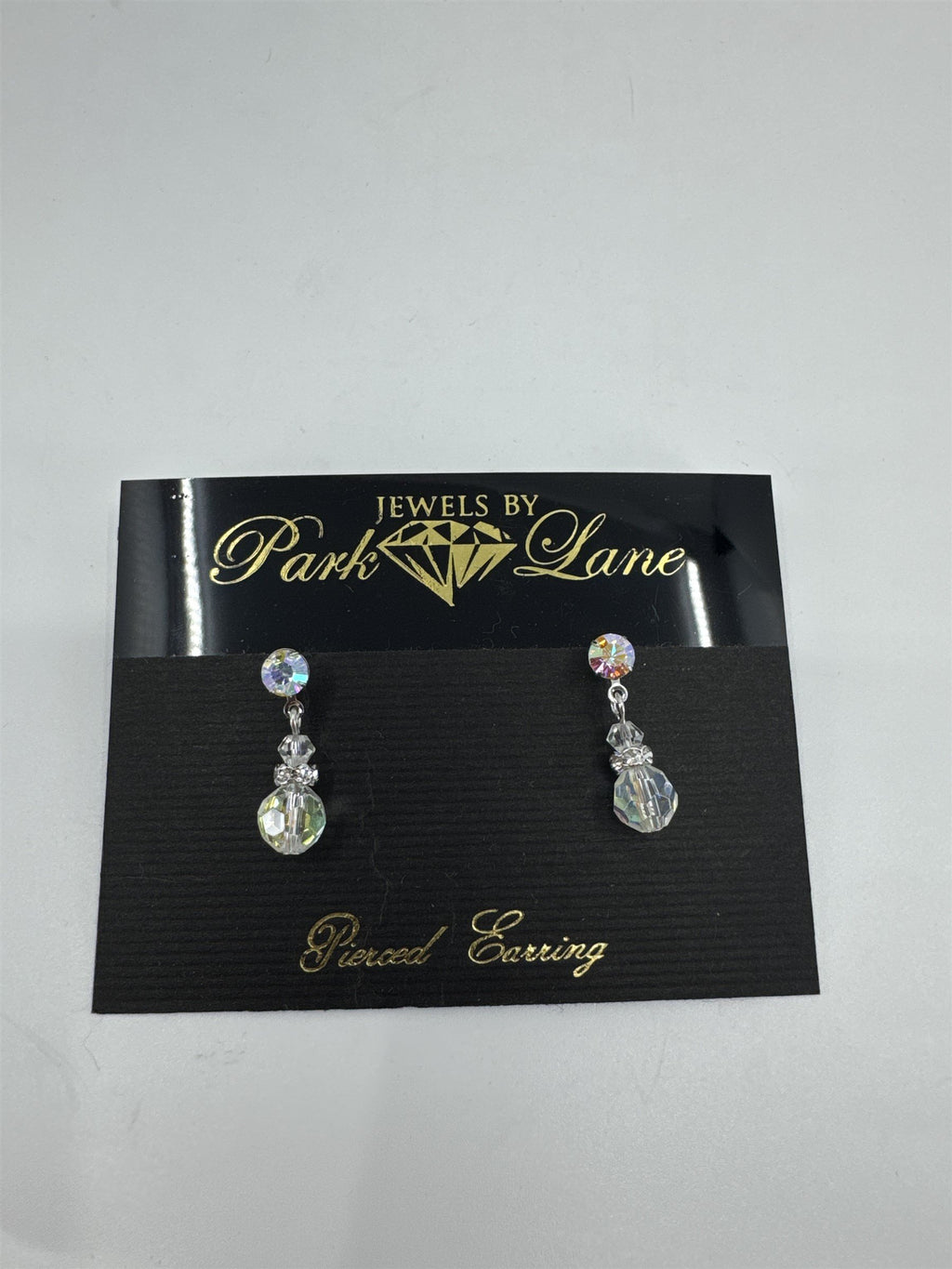 Jewels by Park Lane Iridescent Faux Crystal Teardrop Style Pierced Earrings