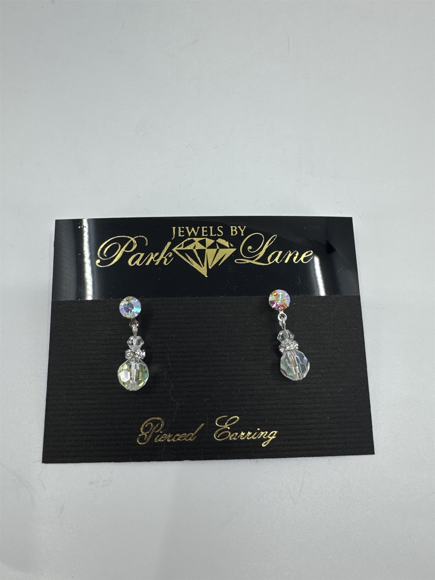 Jewels by Park Lane Iridescent Faux Crystal Teardrop Style Pierced Earrings