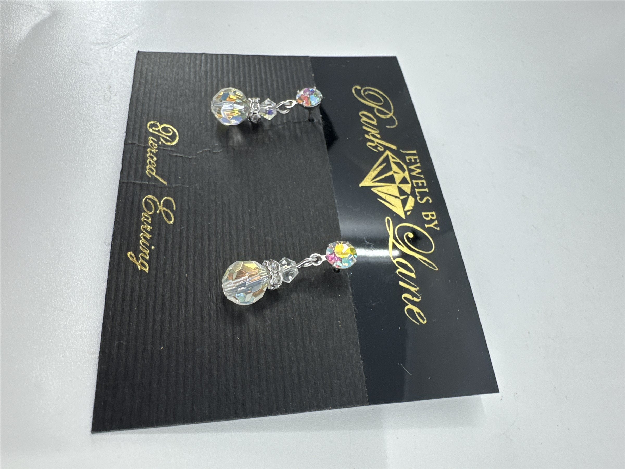 Jewels by Park Lane Iridescent Faux Crystal Teardrop Style Pierced Earrings