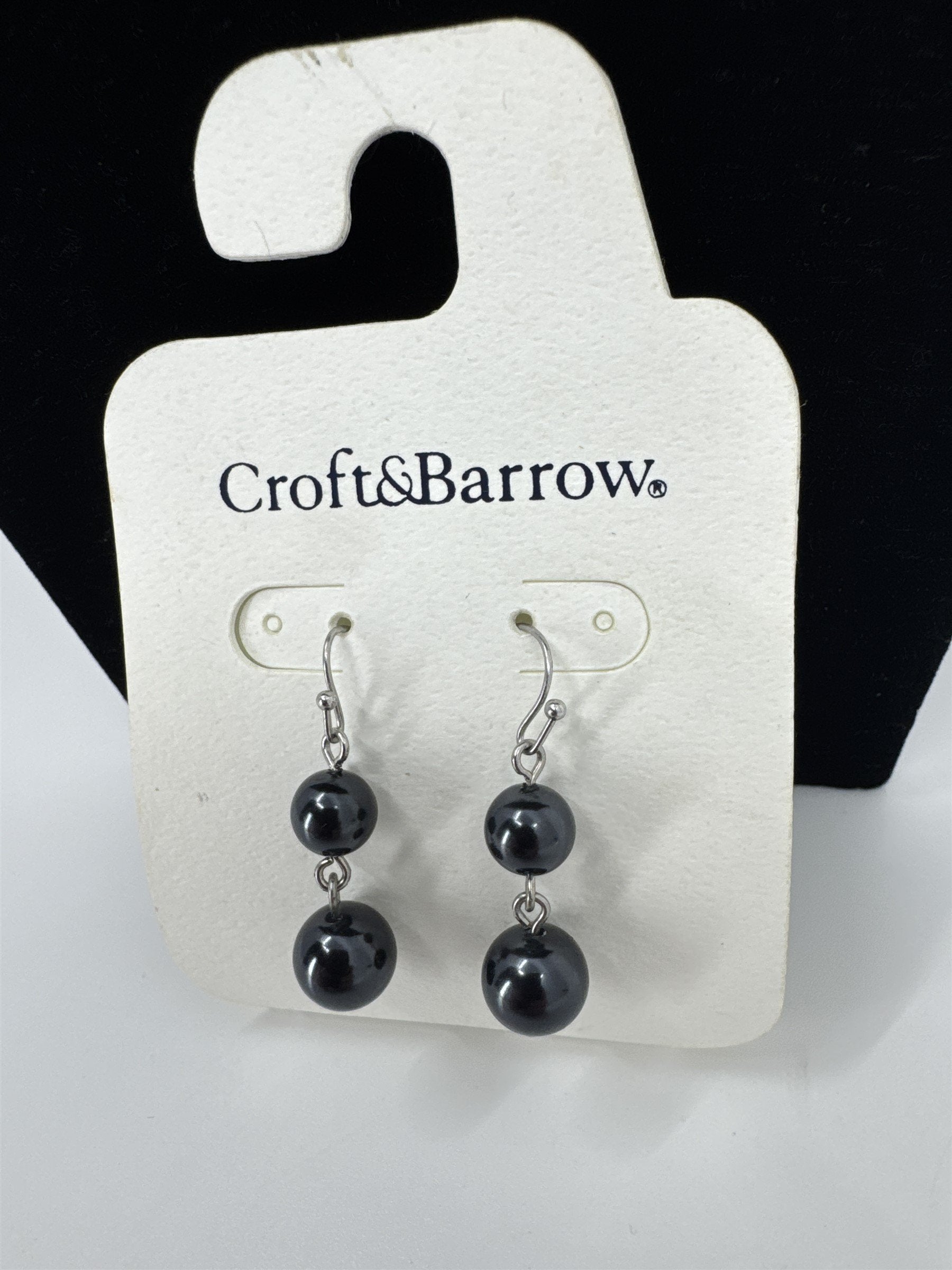 Croft & Barrow Faux Black Pearl Earrings