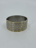 Silver and Gold Tone Alligator Crocodile Print Metal Clamp Bracelet
