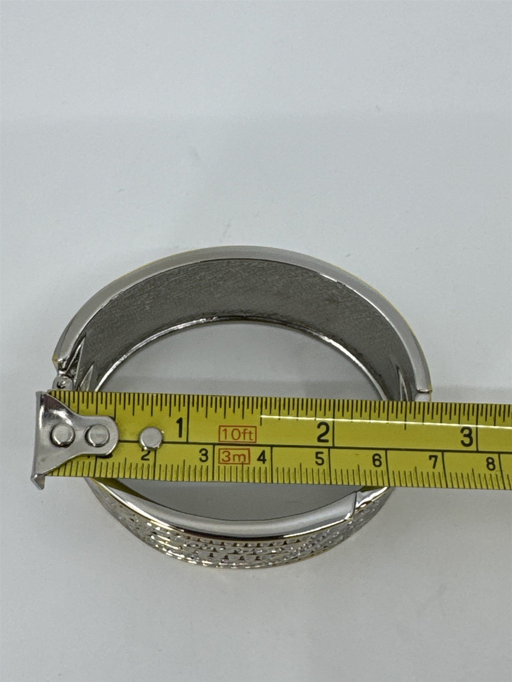 Silver and Gold Tone Alligator Crocodile Print Metal Clamp Bracelet