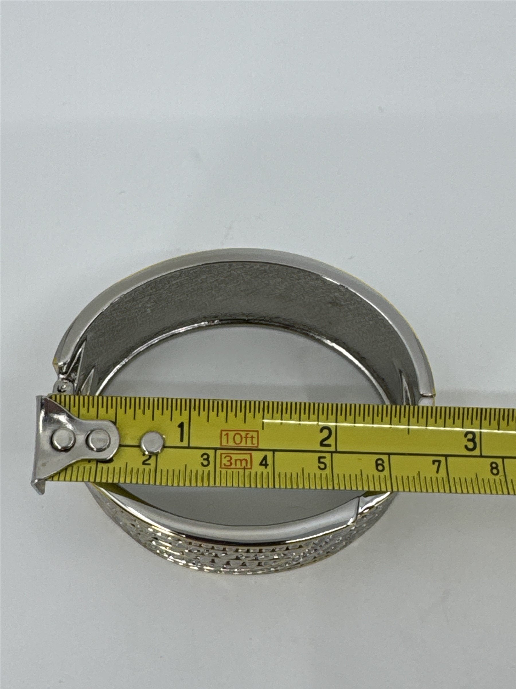 Silver and Gold Tone Alligator Crocodile Print Metal Clamp Bracelet