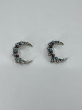 Vintage Set of 2 Signed GERRY'S Rhinestone Crescent Moon Brooch Pins Blue/Purple
