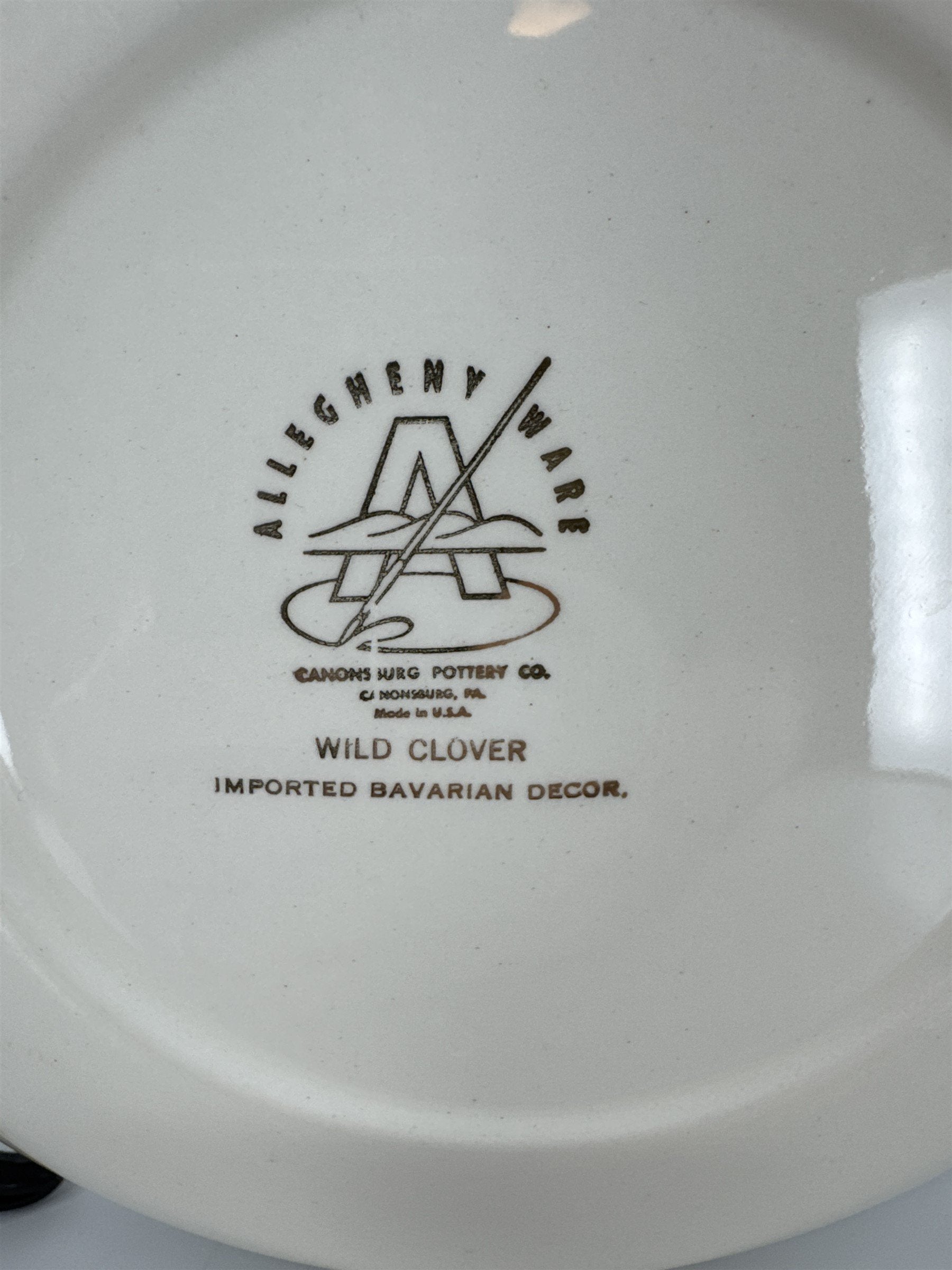Vintage Alleghenyware Canonsburg Pottery Co. Wild Clover USA Bavarian 7.5" Plate