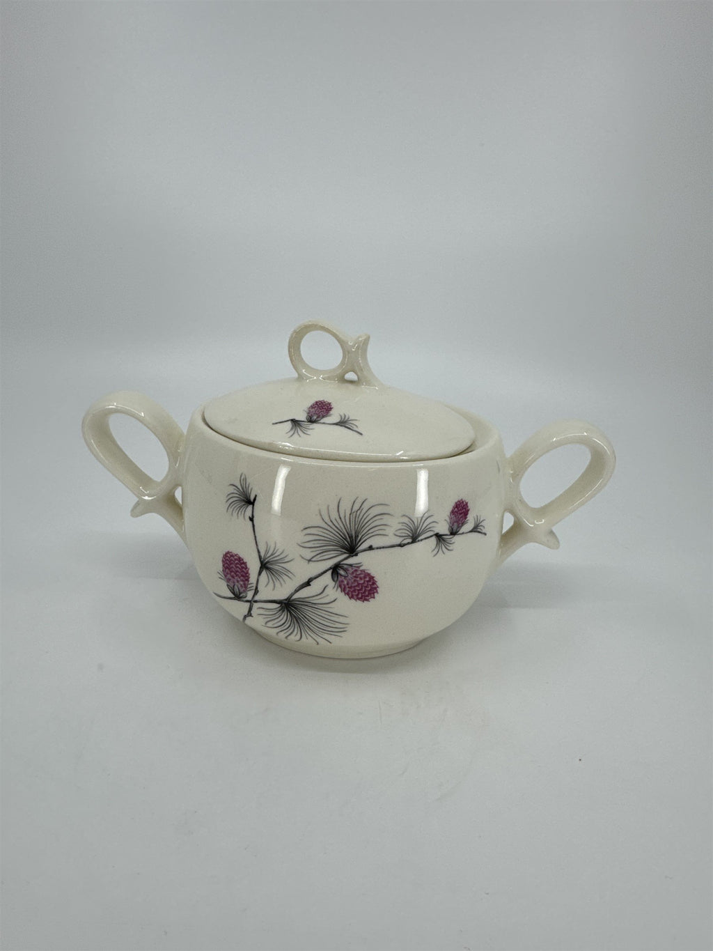 Vintage Alleghenyware Canonsburg Pottery Co. Wild Clover USA Sugar Bowl & Lid