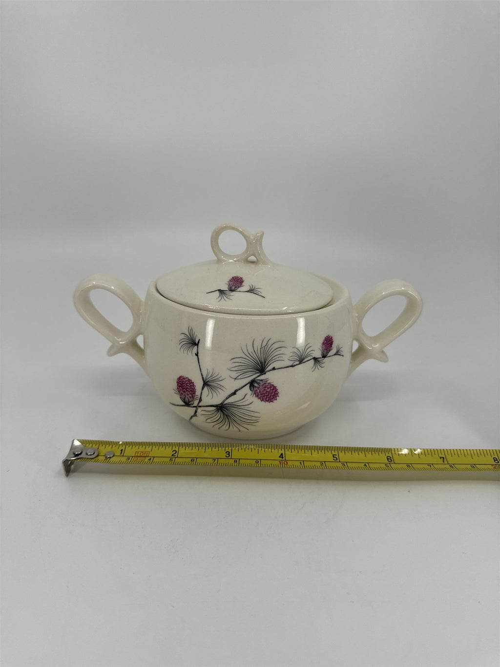 Vintage Alleghenyware Canonsburg Pottery Co. Wild Clover USA Sugar Bowl & Lid