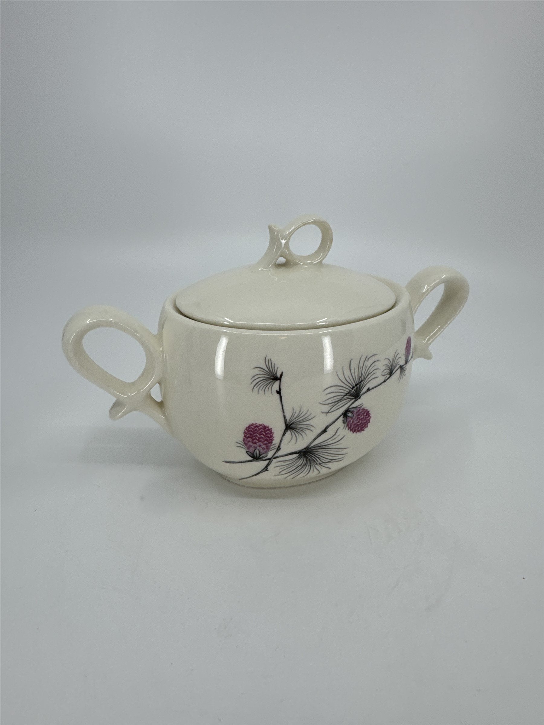 Vintage Alleghenyware Canonsburg Pottery Co. Wild Clover USA Sugar Bowl & Lid