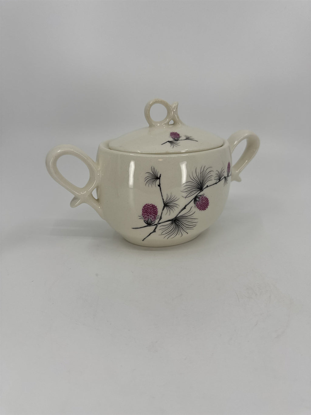 Vintage Alleghenyware Canonsburg Pottery Co. Wild Clover USA Sugar Bowl & Lid