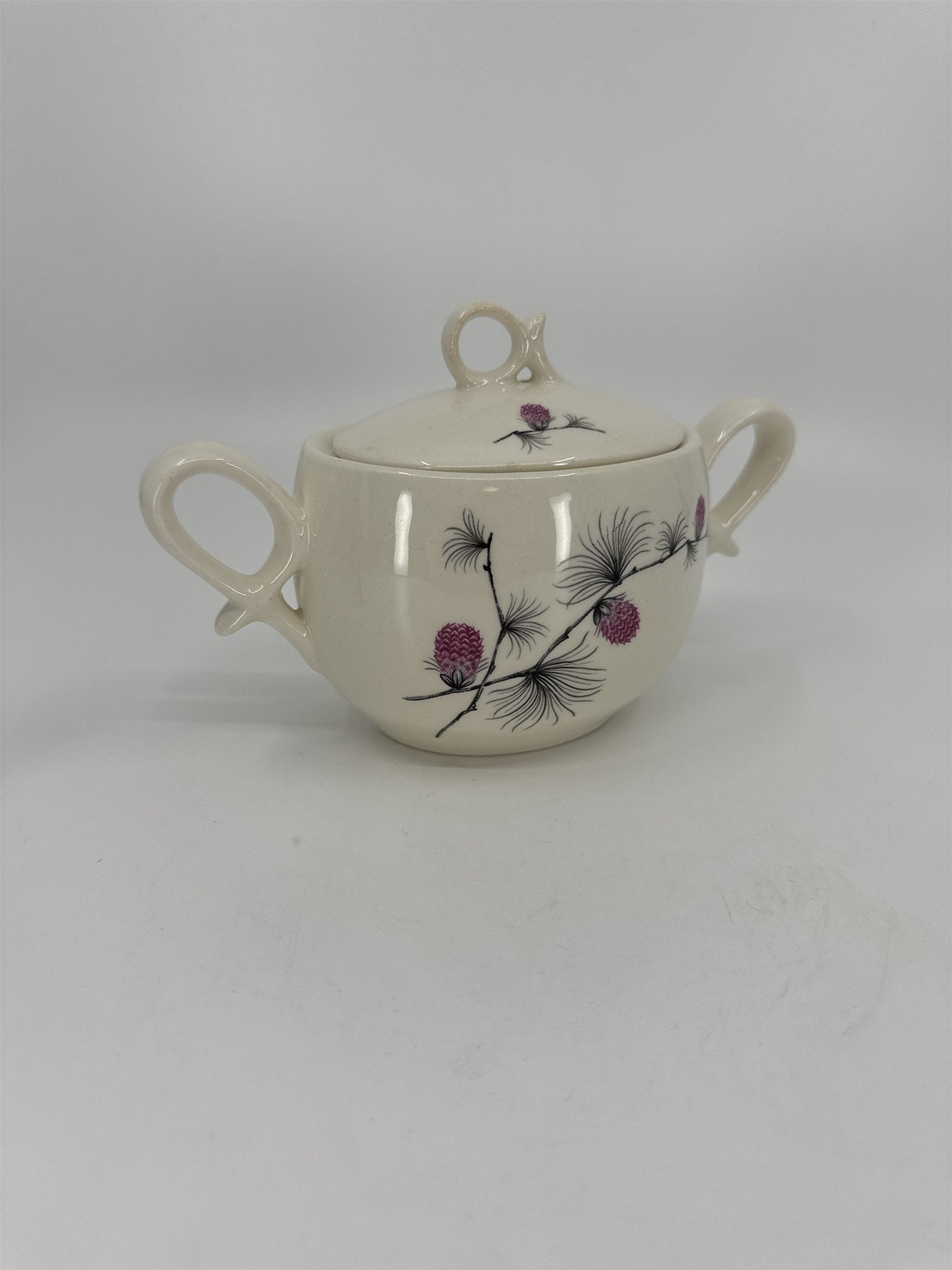Vintage Alleghenyware Canonsburg Pottery Co. Wild Clover USA Sugar Bowl & Lid