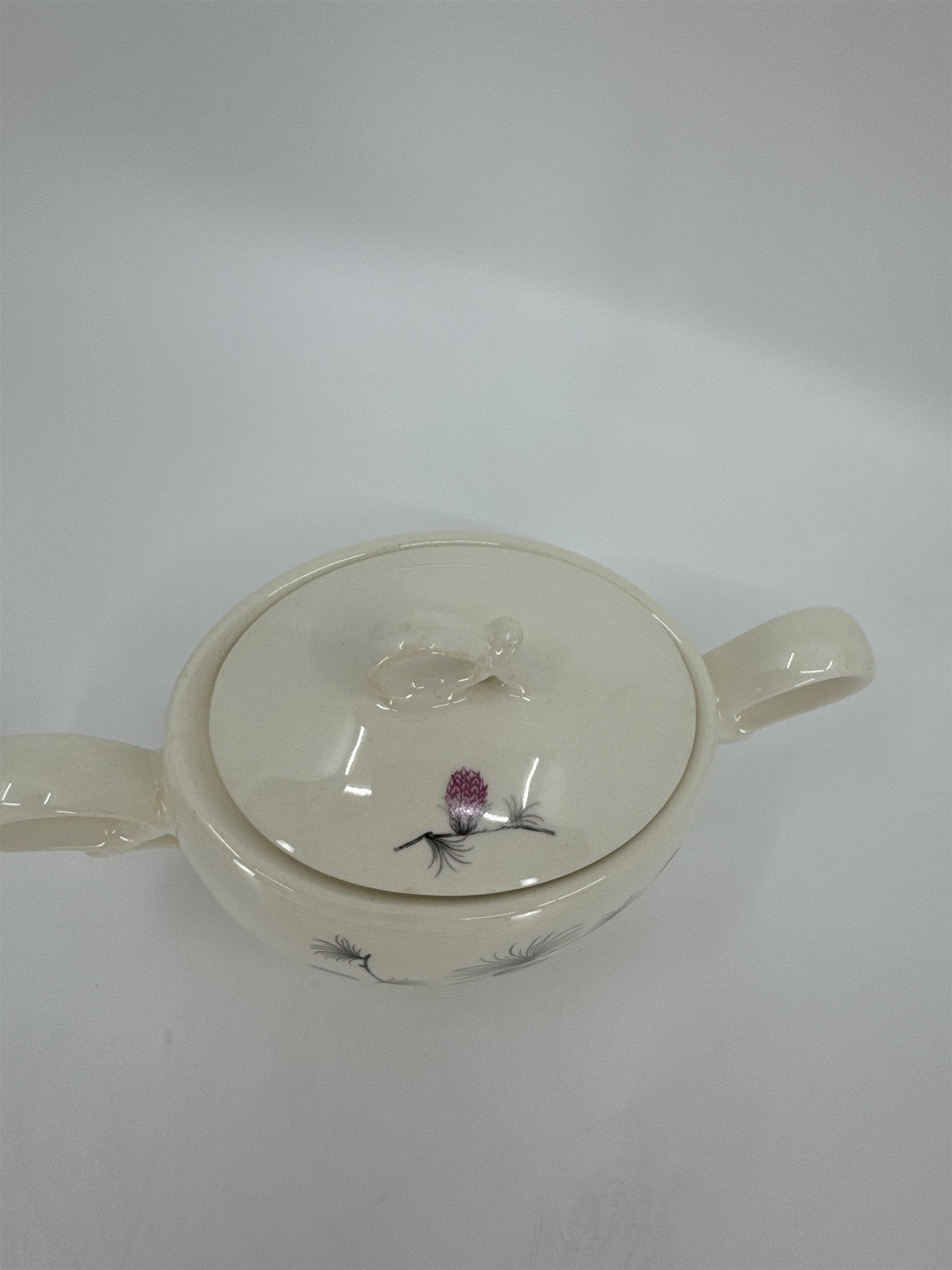 Vintage Alleghenyware Canonsburg Pottery Co. Wild Clover USA Sugar Bowl & Lid