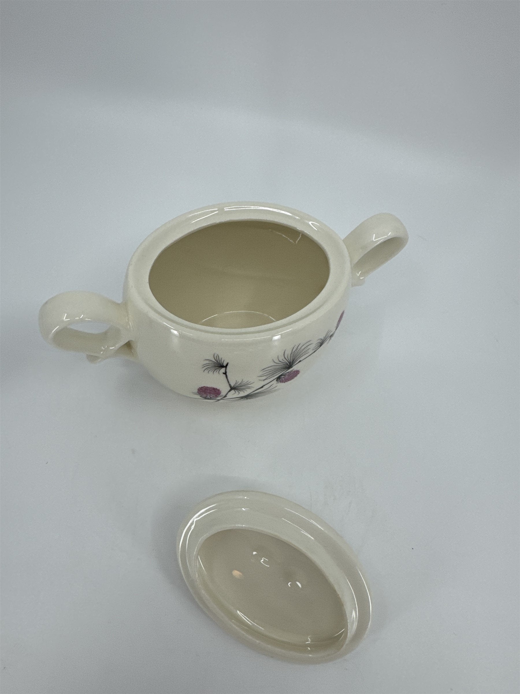 Vintage Alleghenyware Canonsburg Pottery Co. Wild Clover USA Sugar Bowl & Lid