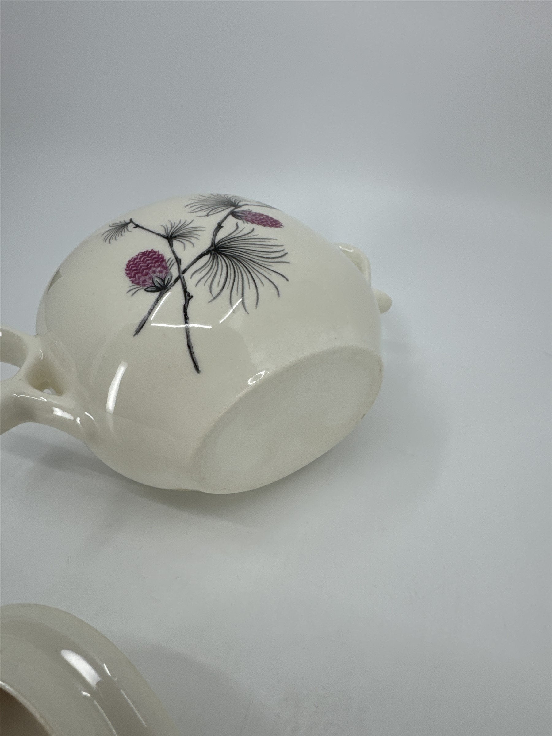 Vintage Alleghenyware Canonsburg Pottery Co. Wild Clover USA Sugar Bowl & Lid