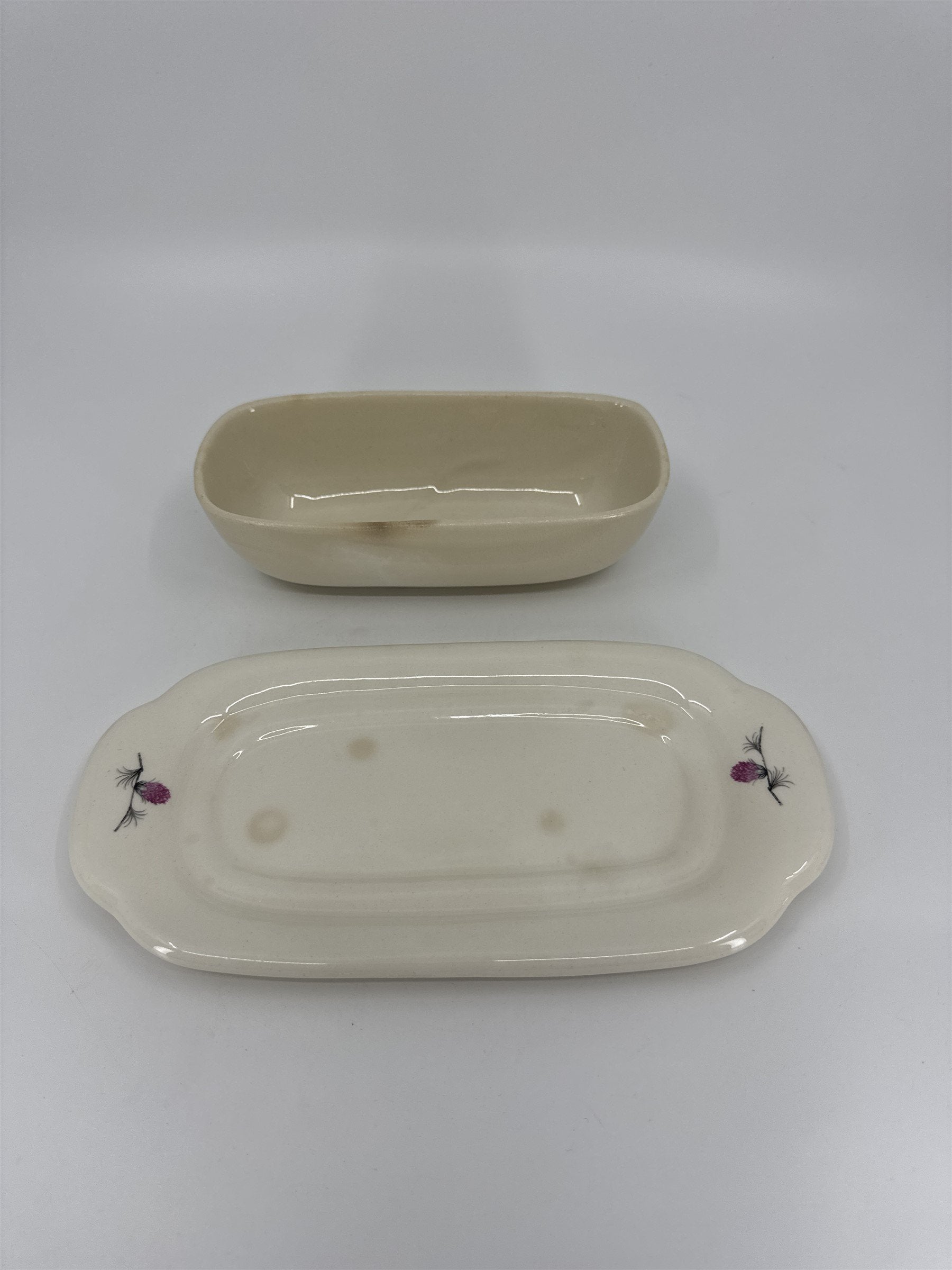 Vintage Alleghenyware Canonsburg Pottery Co. Wild Clover USA Butter Dish (Burns)