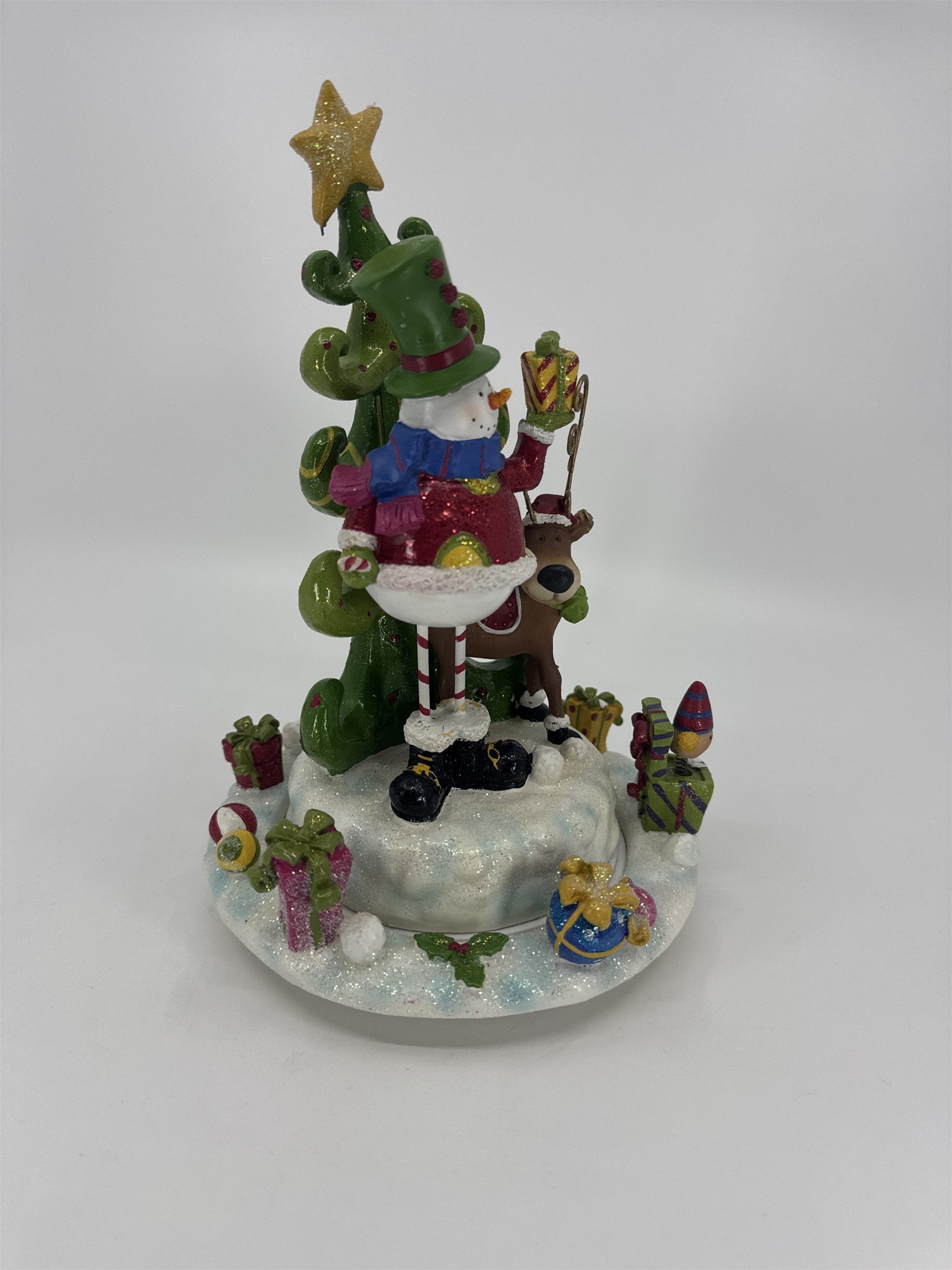 Home Interiors Snowman Christmas Tree Spinning Music Box 59122