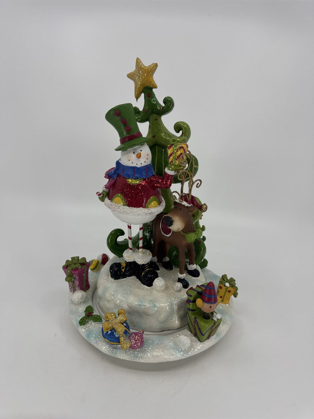 Home Interiors Snowman Christmas Tree Spinning Music Box 59122