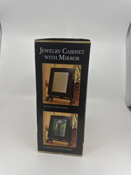 Elegant Jewelry Cabinet With Mirror Compact Table Top Jewelry Box Black