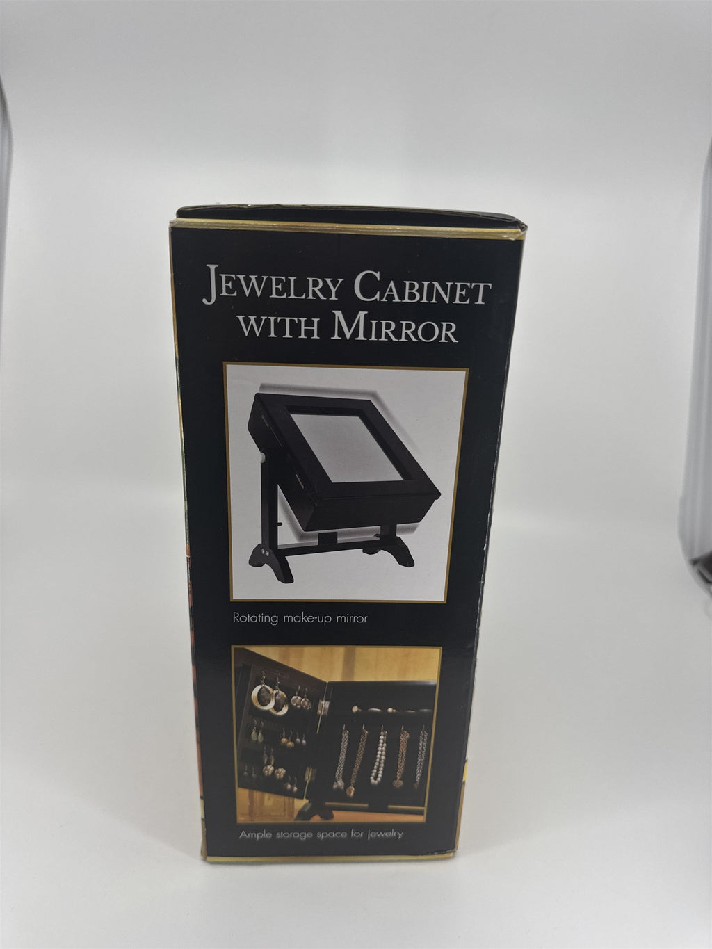 Elegant Jewelry Cabinet With Mirror Compact Table Top Jewelry Box Black