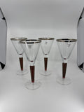 Set of 4 Laurie Gates Wine Glasses Hand Painted Mouth Blown Twisted Stems POLAND