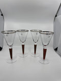 Set of 4 Laurie Gates Wine Glasses Hand Painted Mouth Blown Twisted Stems POLAND