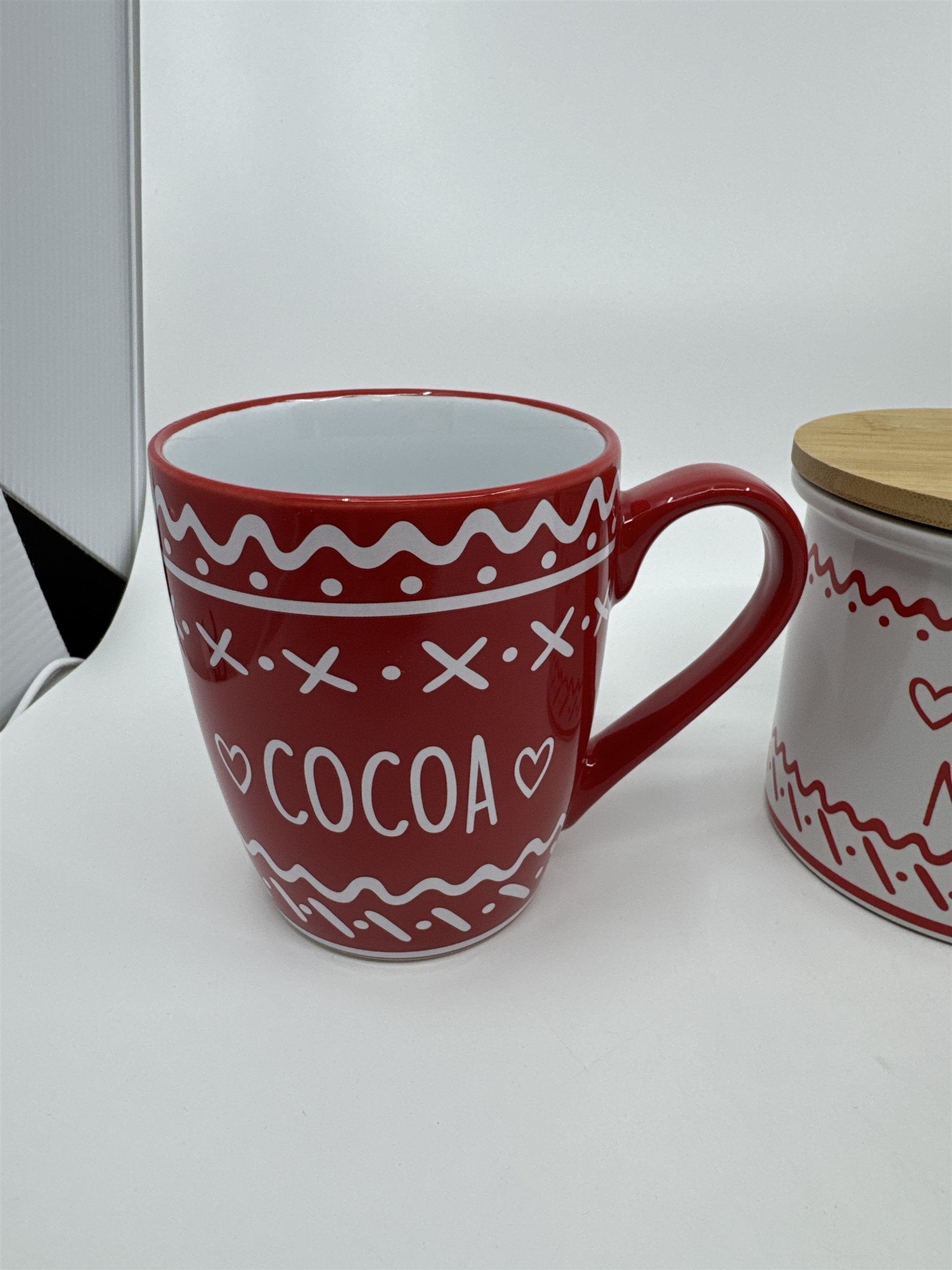 Hot Cocoa Set /w Mug, Cocoa Creamer, and Covered Marshmallow Jar