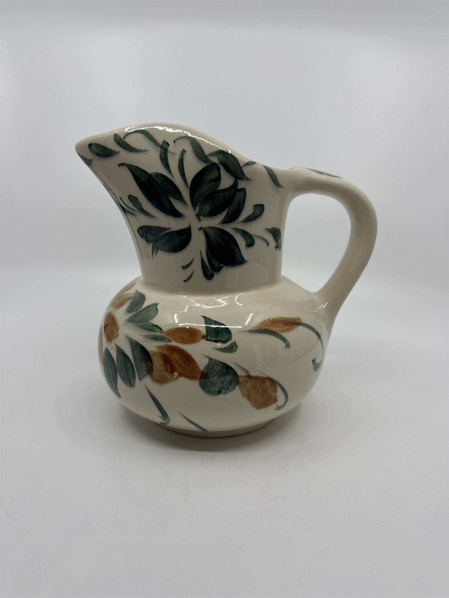 Vintage Franciscan Orange/Blue Flower with Leaves Hand Painted Milk Pitcher