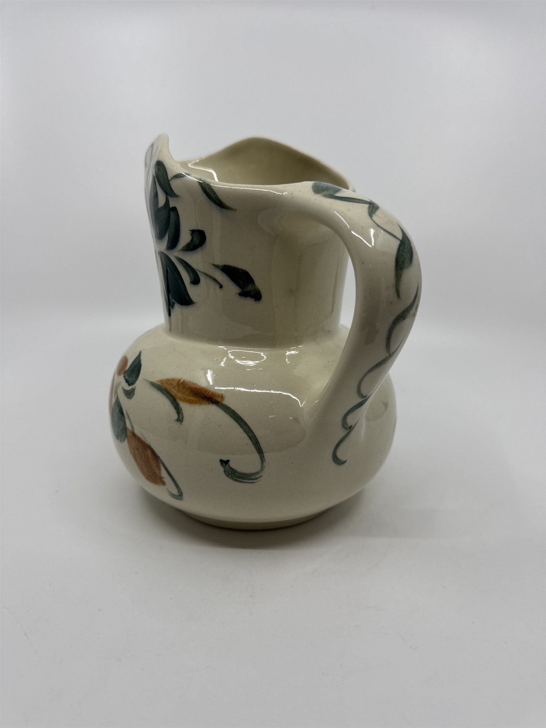 Vintage Franciscan Orange/Blue Flower with Leaves Hand Painted Milk Pitcher