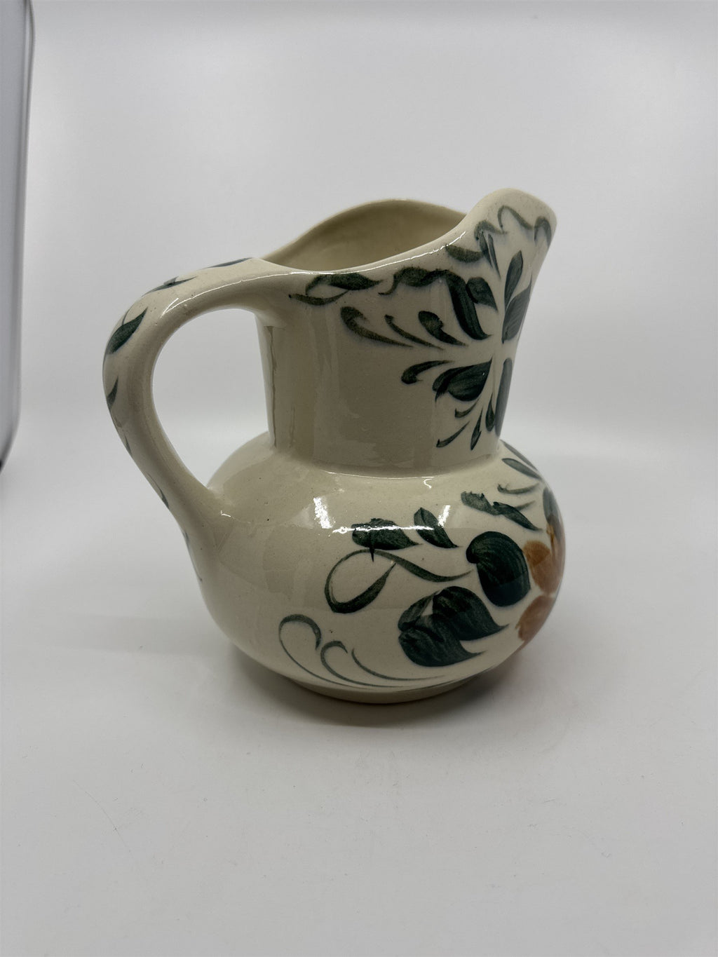 Vintage Franciscan Orange/Blue Flower with Leaves Hand Painted Milk Pitcher
