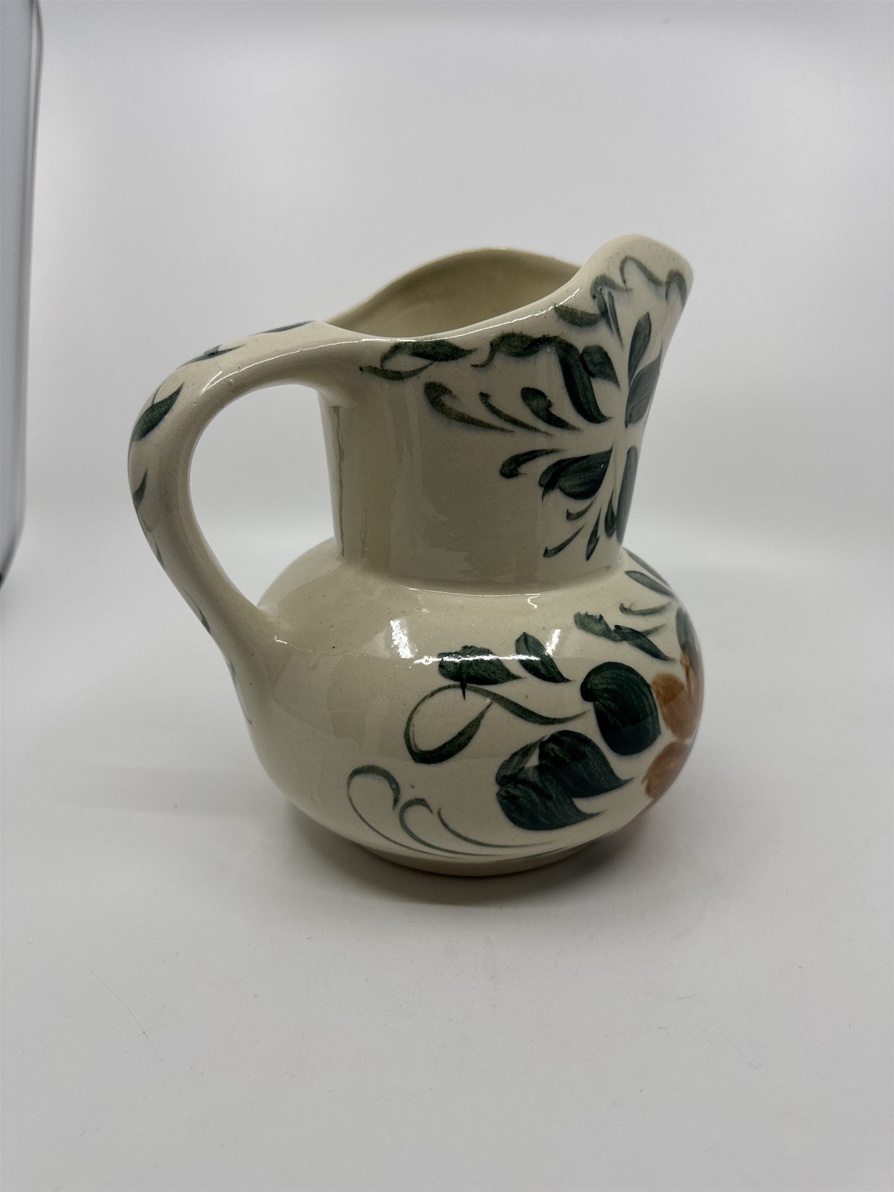Vintage Franciscan Orange/Blue Flower with Leaves Hand Painted Milk Pitcher