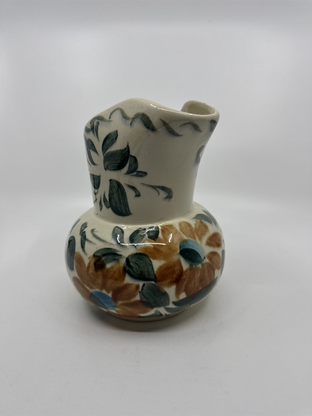 Vintage Franciscan Orange/Blue Flower with Leaves Hand Painted Milk Pitcher