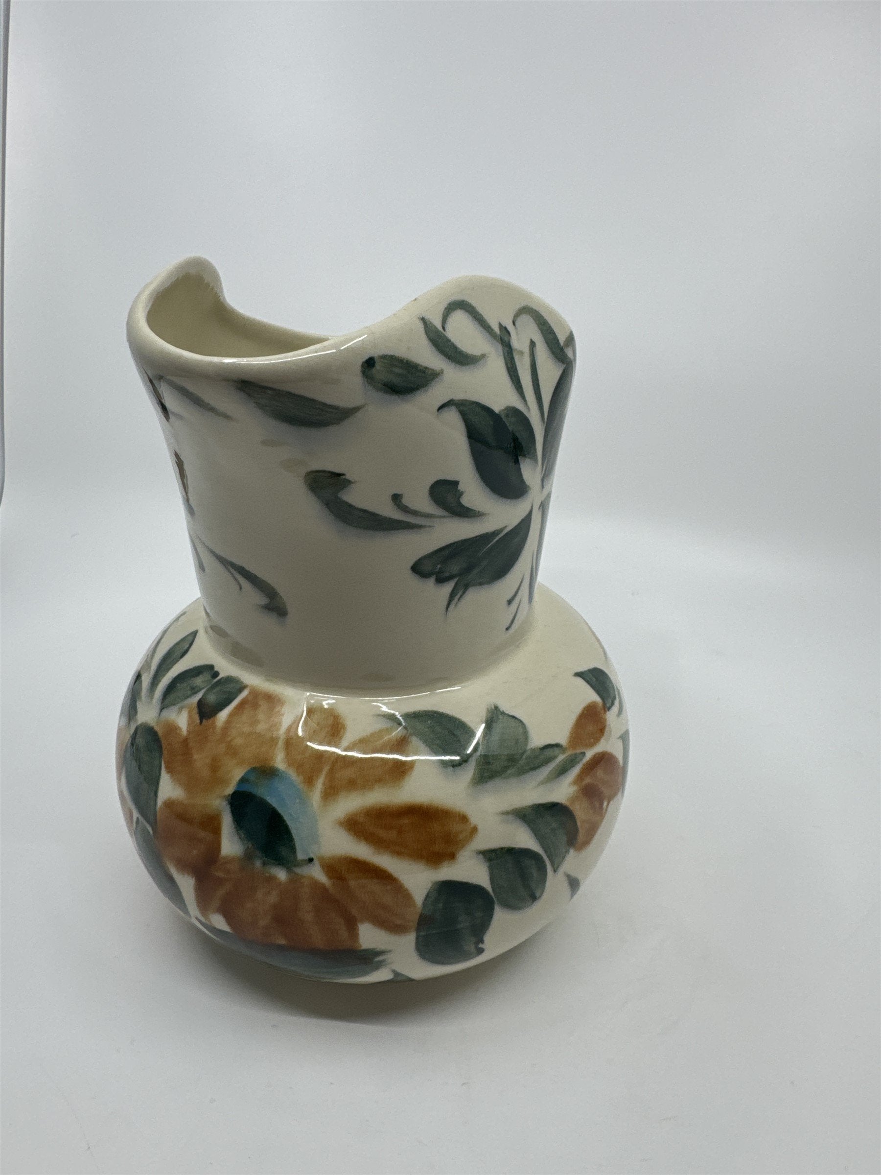 Vintage Franciscan Orange/Blue Flower with Leaves Hand Painted Milk Pitcher