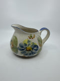 Vintage Hand Painted Floral Pitcher Milk Creamer Wine Water Jug Portugal Pottery