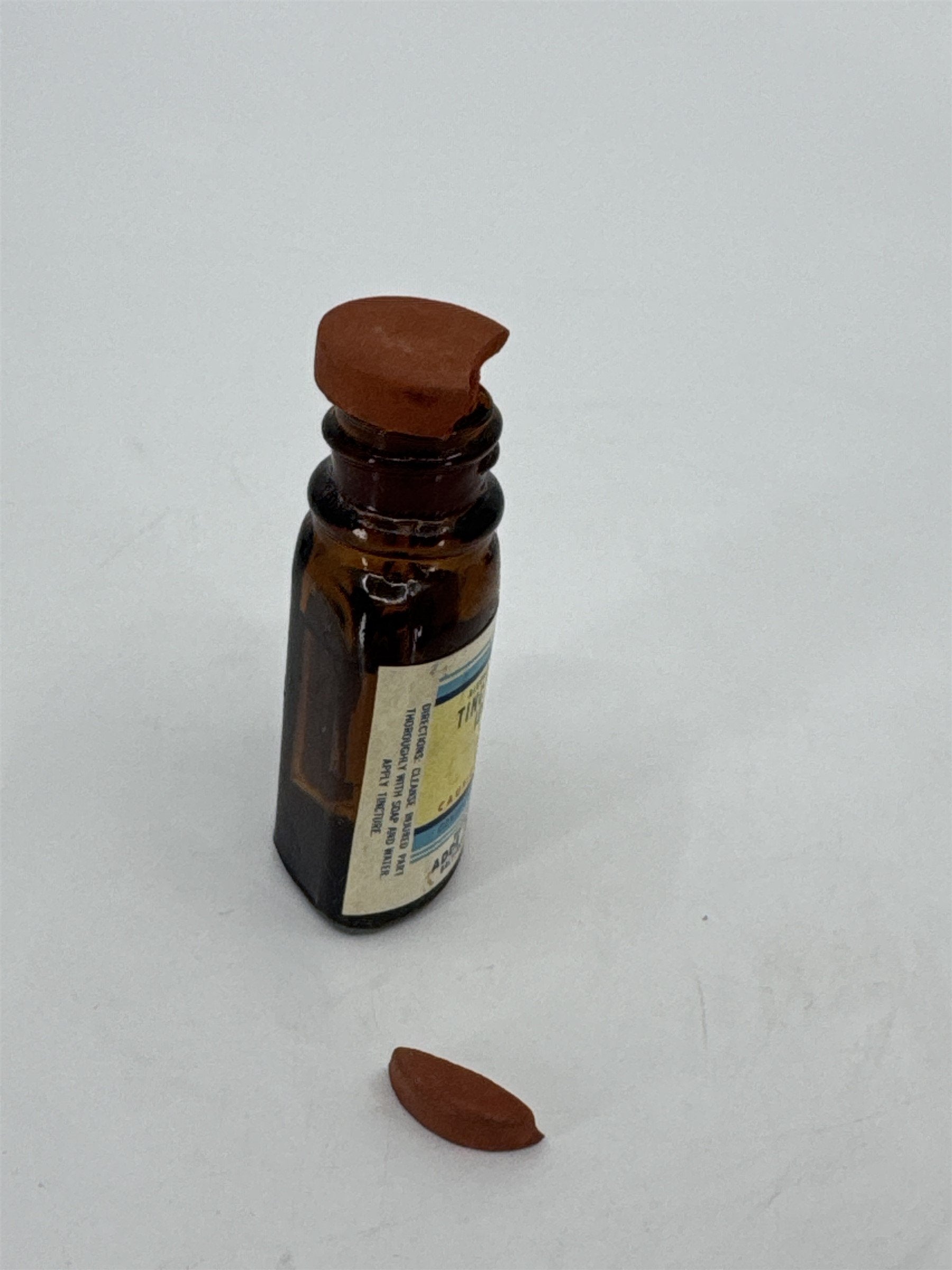 Vintage Tincture of Iodine Bottle Skull & Crossbones ADDE CO. MD **Broken Cap**