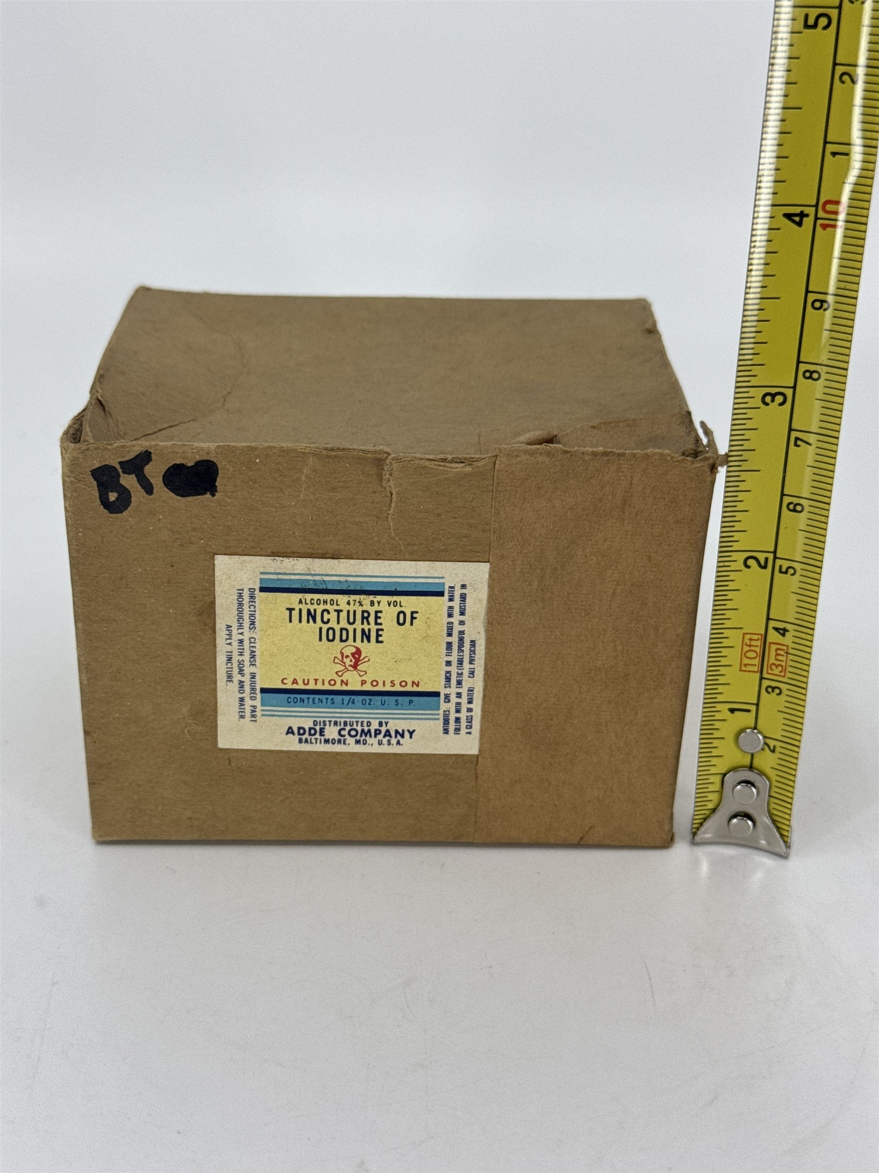 Empty Box for Tincture of Iodine Bottle Skull & Crossbones ADDE CO. MD ~BOX ONLY