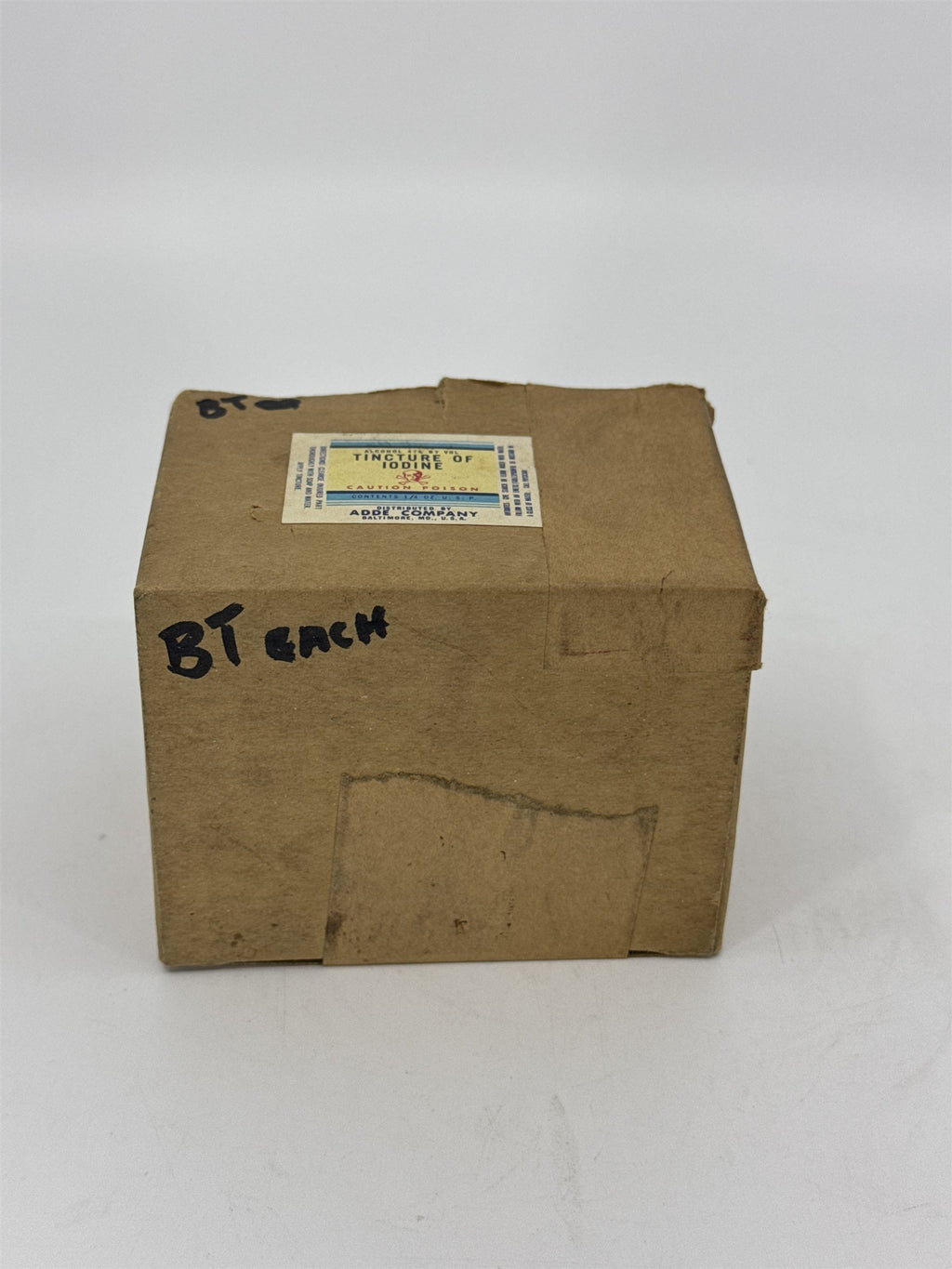 Empty Box for Tincture of Iodine Bottle Skull & Crossbones ADDE CO. MD ~BOX ONLY