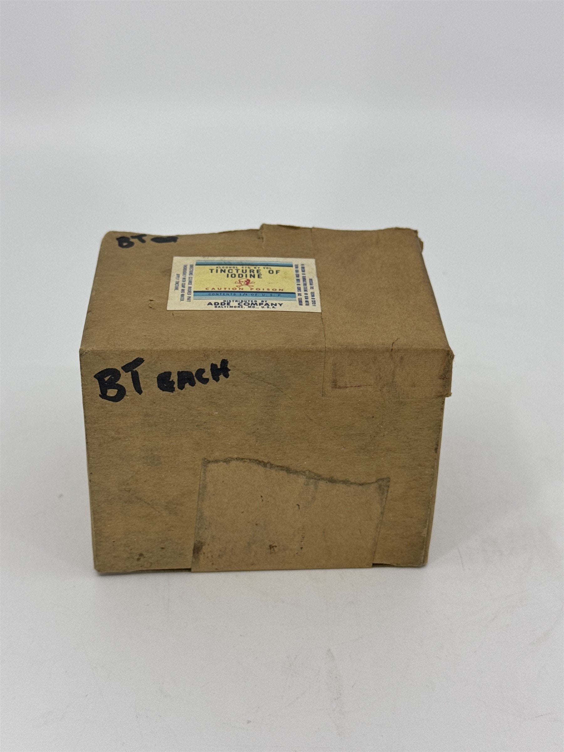 Empty Box for Tincture of Iodine Bottle Skull & Crossbones ADDE CO. MD ~BOX ONLY