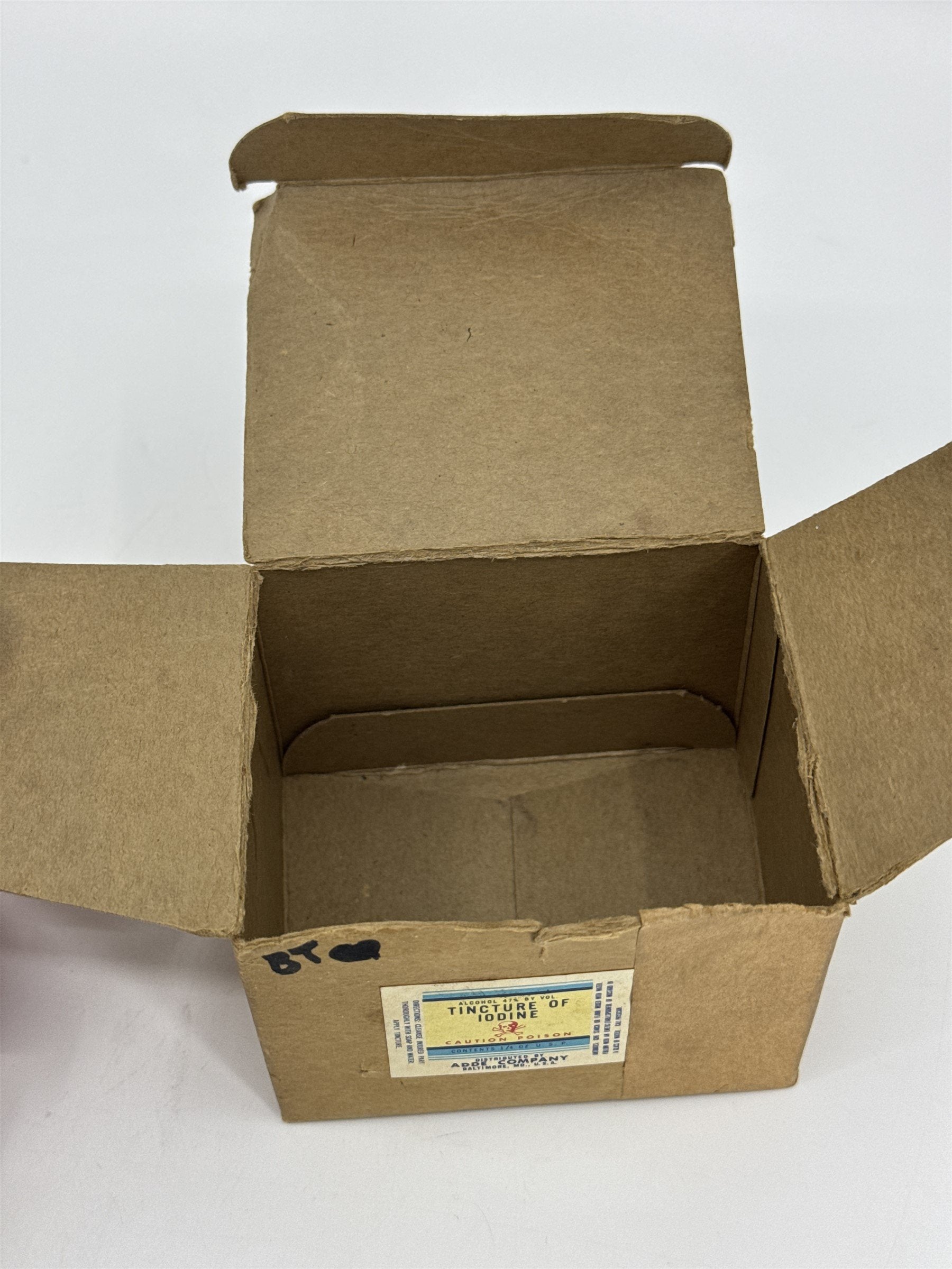 Empty Box for Tincture of Iodine Bottle Skull & Crossbones ADDE CO. MD ~BOX ONLY