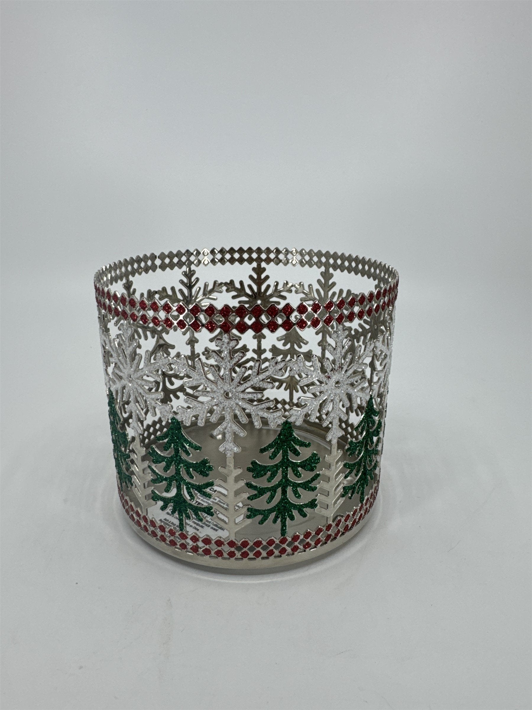 Bath and Body Works Glitter Snowflake Christmas Tree 3-Wick Candle Holder Winter