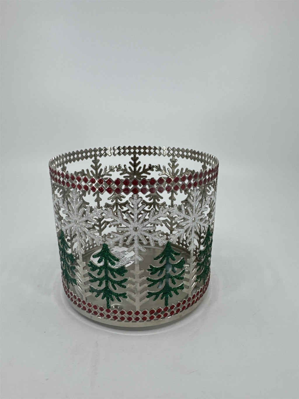 Bath and Body Works Glitter Snowflake Christmas Tree 3-Wick Candle Holder Winter