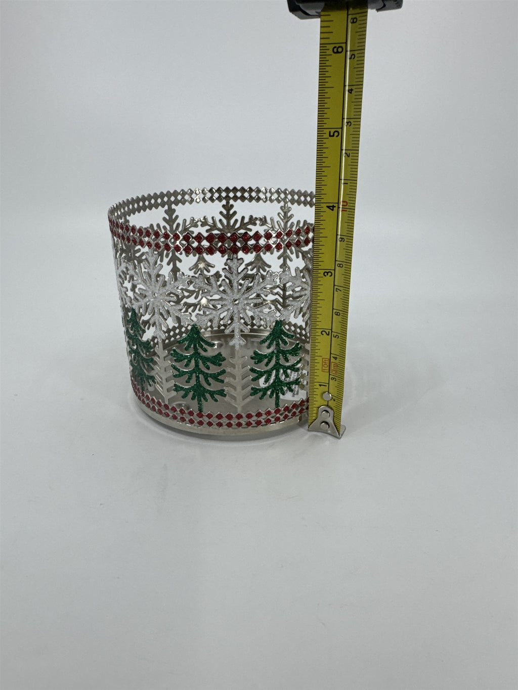 Bath and Body Works Glitter Snowflake Christmas Tree 3-Wick Candle Holder Winter