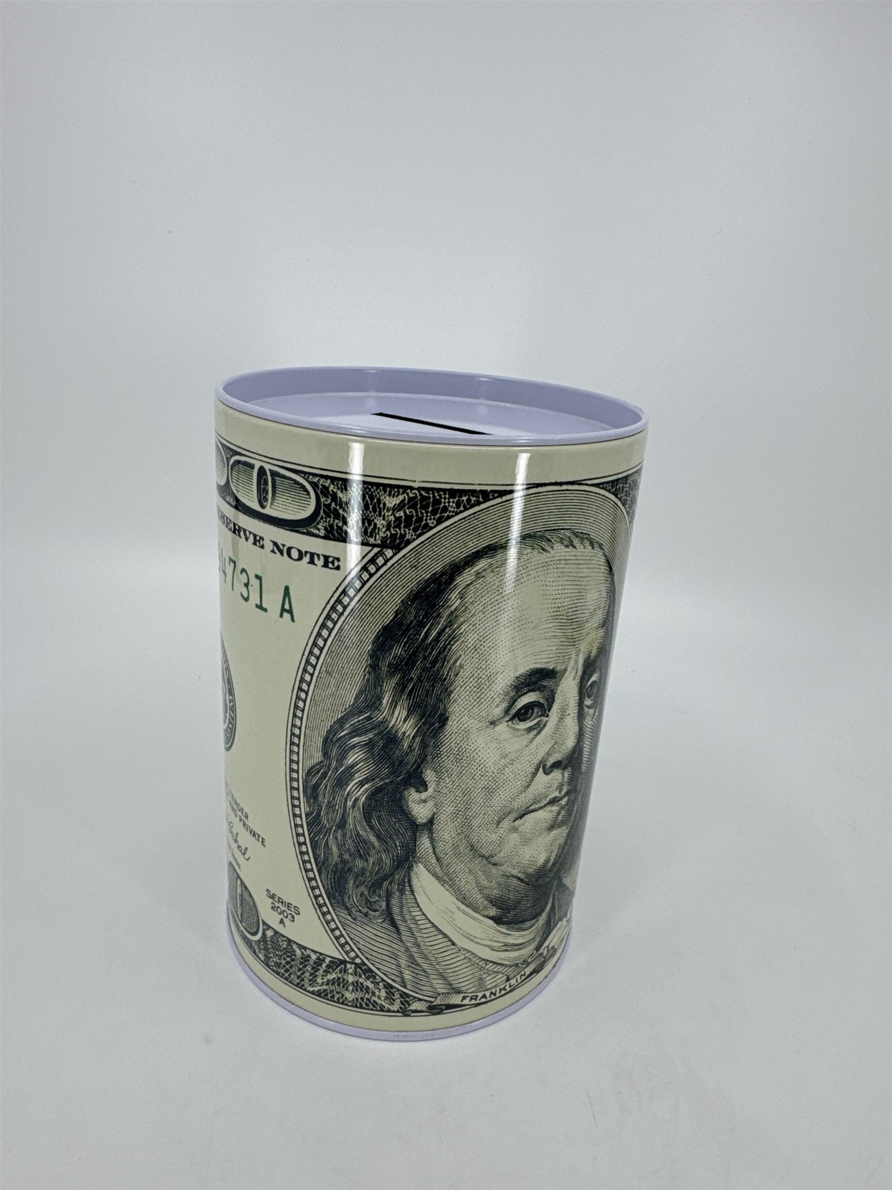Tin Money Piggy Bank Savings 6" Ben Franklin Coin Jar Box Saver Great for Kids!